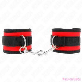   KINK - NYLON BIND HOOK&LOOP WRIST RESTRAINTS RED-BLACK MODEL 2 ADJUSTABLE 18-35 CM X 6 CM