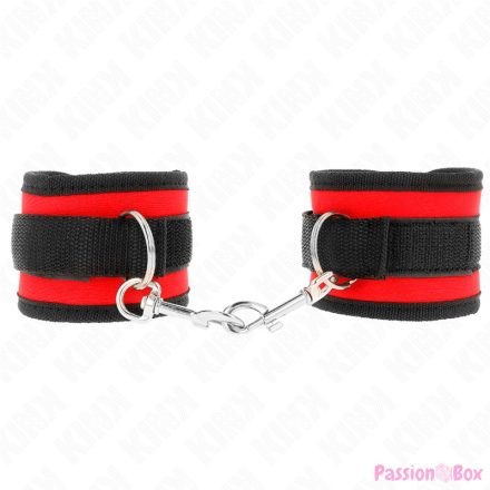 KINK - NYLON BIND HOOK&LOOP WRIST RESTRAINTS RED-BLACK MODEL 2 ADJUSTABLE 18-35 CM X 6 CM