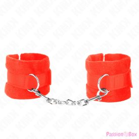 KINK - BEGINNER FUR HAND CUFFS RED 30 X 7 CM