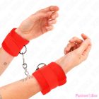 KINK - BEGINNER FUR HAND CUFFS RED 30 X 7 CM