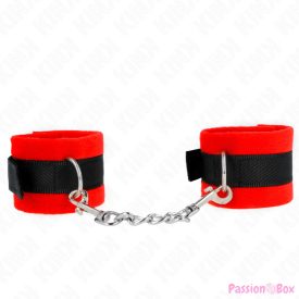 KINK - BEGINNER FUR HAND CUFFS BLACK-RED 30 X 7 CM