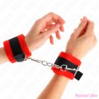 KINK - BEGINNER FUR HAND CUFFS BLACK-RED 30 X 7 CM