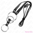 KINK - TRIPLE METAL PENIS RING 3.8 CM TO 5 CM WITH LEATHER BELT 112 CM