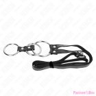 KINK - TRIPLE METAL PENIS RING 3.8 CM TO 5 CM WITH LEATHER BELT 112 CM