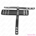 KINK - LEATHER PENIS CAGE RING WITH ADJUSTABLE COATED BALL DIVIDER STRAP