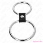 KINK - DOUBLE METAL PENIS RING 3.7 CM TO 5 CM CONNECTED BY LEATHER STRAP MODEL 1