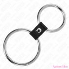 KINK - DOUBLE METAL PENIS RING 3.7 CM TO 5 CM CONNECTED BY LEATHER STRAP MODEL 1