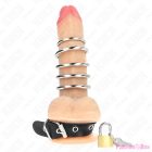 KINK - LEATHER PENIS RING WITH LOCK STRAP 21 X 2 CM AND 5 METAL RINGS FROM 3 CM TO 4 CM