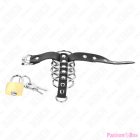 KINK - LEATHER PENIS RING WITH LOCK STRAP 21 X 2 CM AND 5 METAL RINGS FROM 3 CM TO 4 CM