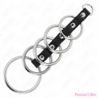 KINK - 5 METAL PENIS RINGS 3.2 CM TO 5 CM CONNECTED BY LEATHER