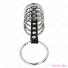 KINK - 7 METAL PENIS RINGS 3.2 CM TO 5 CM CONNECTED BY LEATHER