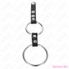 KINK - DOUBLE PENIS RING 3.8 CM TO 5 CM CONNECTED BY LEATHER