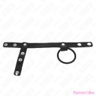 KINK - SILICONE PENIS RING 3.8 CM WITH BALL DIVIDER AND LEATHER STRAP 22 X 1.5 CM