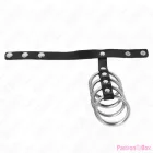 KINK - 4 METAL PENIS RINGS 3.8 CM CONNECTED WITH LEATHER STRAP 22 X 1.5 CM AND PRESSURE CLOSURE