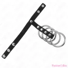 KINK - 4 METAL PENIS RINGS 3.8 CM CONNECTED WITH LEATHER STRAP 22 X 1.5 CM AND PRESSURE CLOSURE