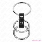 KINK - TRIPLE METAL PENIS RING 3.7 CM TO 5 CM CONNECTED WITH LEATHER