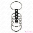KINK - 5 PENIS RINGS 3.7 CM TO 5 CM METAL CONNECTED BY LEATHER