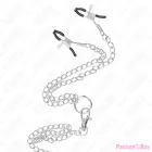 KINK - TRIPLE CHROME METAL PENIS RING 3 CM TO 4.5 CM WITH 26 CM METAL CHAIN AND NIPPLE CLIPS