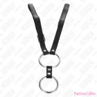 KINK - DOUBLE METAL PENIS RING 3.8 CM TO 5 CM WITH LEATHER BELT 112 CM