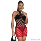 SUBBLIME - 952242 RED AND BLACK DEGRADED ELASTIC FISHNET DRESS ONE SIZE