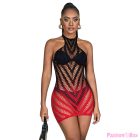 SUBBLIME - 952242 RED AND BLACK DEGRADED ELASTIC FISHNET DRESS ONE SIZE