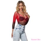 SUBBLIME - 952259 RED AND BLACK GRADIENT LONG SLEEVE ELASTIC FISHNET DRESS ONE SIZE