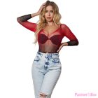 SUBBLIME - 952259 RED AND BLACK GRADIENT LONG SLEEVE ELASTIC FISHNET DRESS ONE SIZE