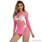 SUBBLIME - 952273 LONG SLEEVE ELASTIC FISHNET DRESS PINK ONE SIZE
