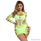 SUBBLIME - 952280 GREEN LONG SLEEVE ELASTIC FISHNET DRESS ONE SIZE
