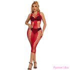 SUBBLIME - 952327 LONG RED FISHNET DRESS ONE SIZE