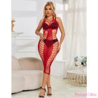 SUBBLIME - 952327 LONG RED FISHNET DRESS ONE SIZE