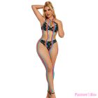 SUBBLIME - 952358 RAINBOW MESH HALTER NECK BODYSTOCKING XS/M