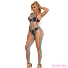 SUBBLIME - 952358 RAINBOW MESH HALTER NECK BODYSTOCKING XS/M