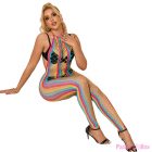 SUBBLIME - 952358 RAINBOW MESH HALTER NECK BODYSTOCKING XS/M