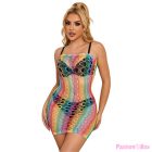 SUBBLIME - 952365 RAINBOW BARE SHOULDER FISHNET DRESS ONE SIZE