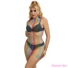 SUBBLIME - 952433 RAINBOW HIGH NECK SLEEVELESS FISHNET DRESS ONE SIZE
