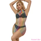 SUBBLIME - 952433 RAINBOW HIGH NECK SLEEVELESS FISHNET DRESS ONE SIZE