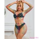 SUBBLIME - 952440 2-PIECE FISHNET SET LONG SLEEVE RAINBOW ONE SIZE