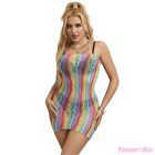 SUBBLIME - 952457 RAINBOW OFF SHOULDER SLEEVELESS FISHNET DRESS ONE SIZE