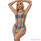 SUBBLIME - 952457 RAINBOW OFF SHOULDER SLEEVELESS FISHNET DRESS ONE SIZE