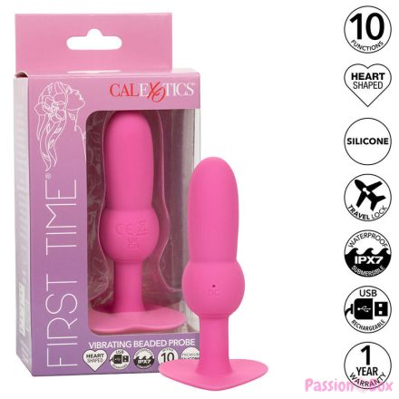 CALEXOTICS - FIRST TIME ANAL PLUG BEADED PROBE 10 VIBRATIONS PINK