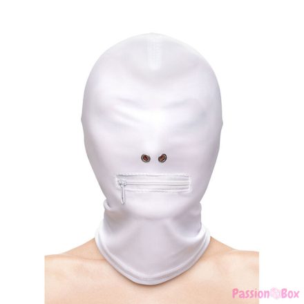 NS NOVELTIES - FETISH & FASHION CLOSED ZIPPERED MOUTH HOOD NYLON WHITE