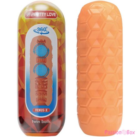 PRETTY LOVE - TWIN BALLS MALE MASTURBATOR ORANGE