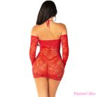 LEG AVENUE - OFF-SHOULDER LONG-SLEEVED MESH MINI DRESS RED