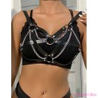 SUBBLIME - 953713 PUNK BONDAGE BELT METAL BUCKLE BLACK ONE SIZE