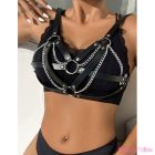 SUBBLIME - 953713 PUNK BONDAGE BELT METAL BUCKLE BLACK ONE SIZE