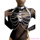 SUBBLIME - 953737 CHEST HARNESS WITH RINGS AND CHAINS SILVER ONE SIZE