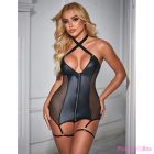 SUBBLIME - 954451 SEXY MESH DRESS LEATHER BLACK L/XL