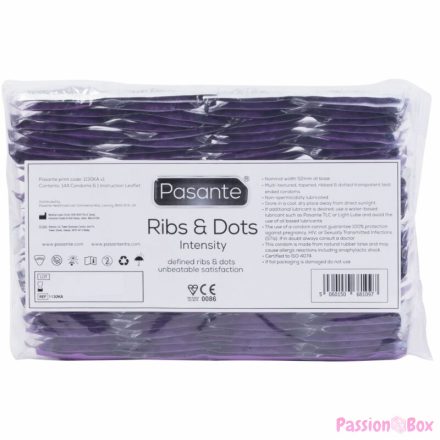 PASANTE - RIBS & DOTS INTENSITY CONDOMS 144 UNITS