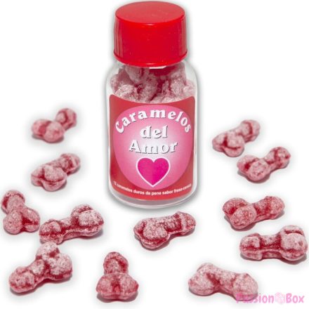 DIABLO PICANTE - 12 PENIS-SHAPED LOVE CANDIES STRAWBERRY/CHERRY